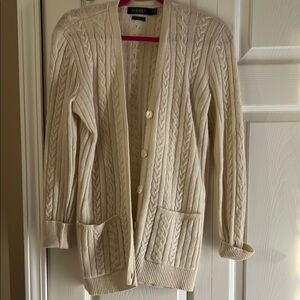 Ralph Lauren Beige Cable Knit Cardigan cashmere blend